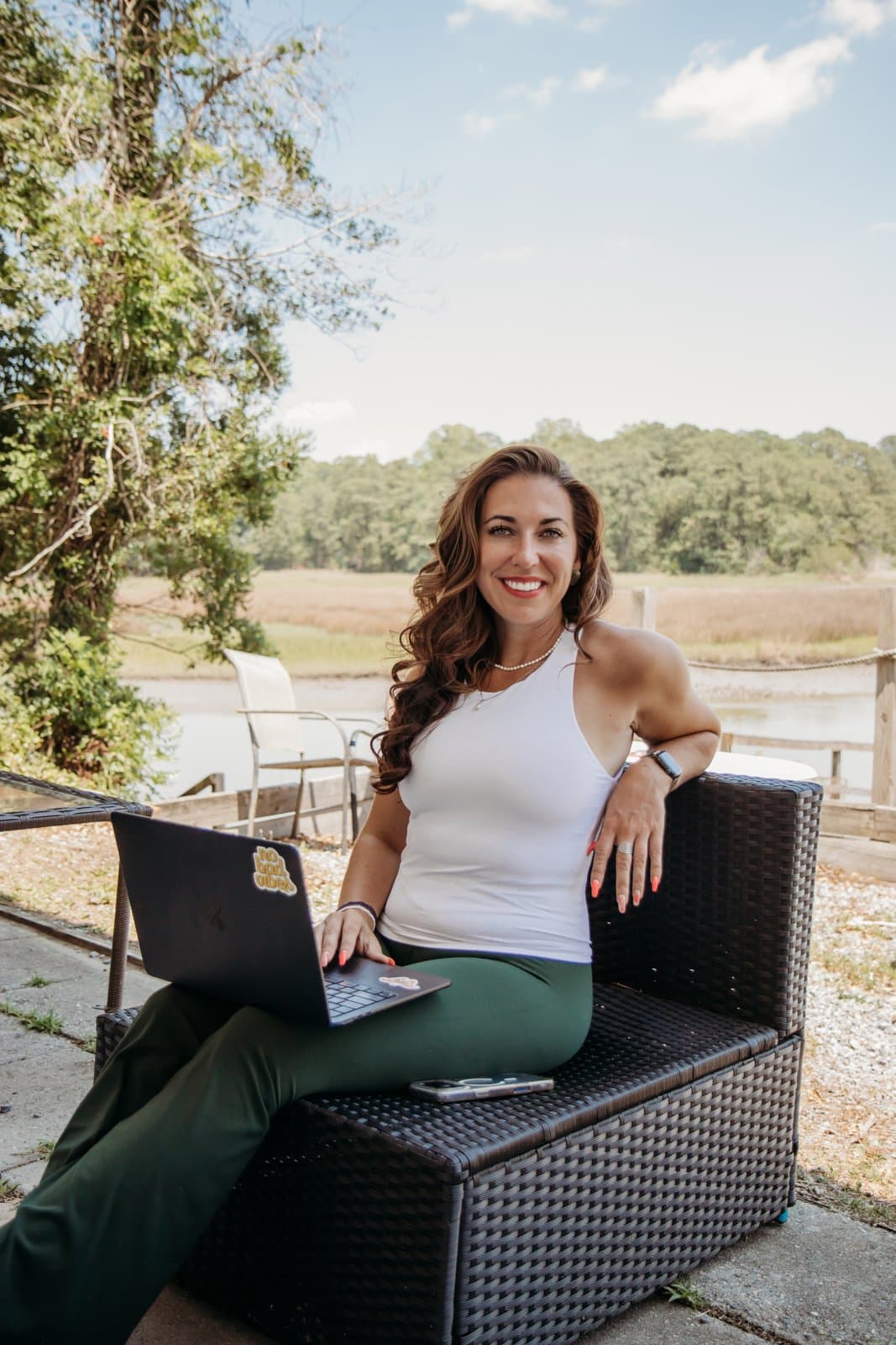 Andrea working outdoors